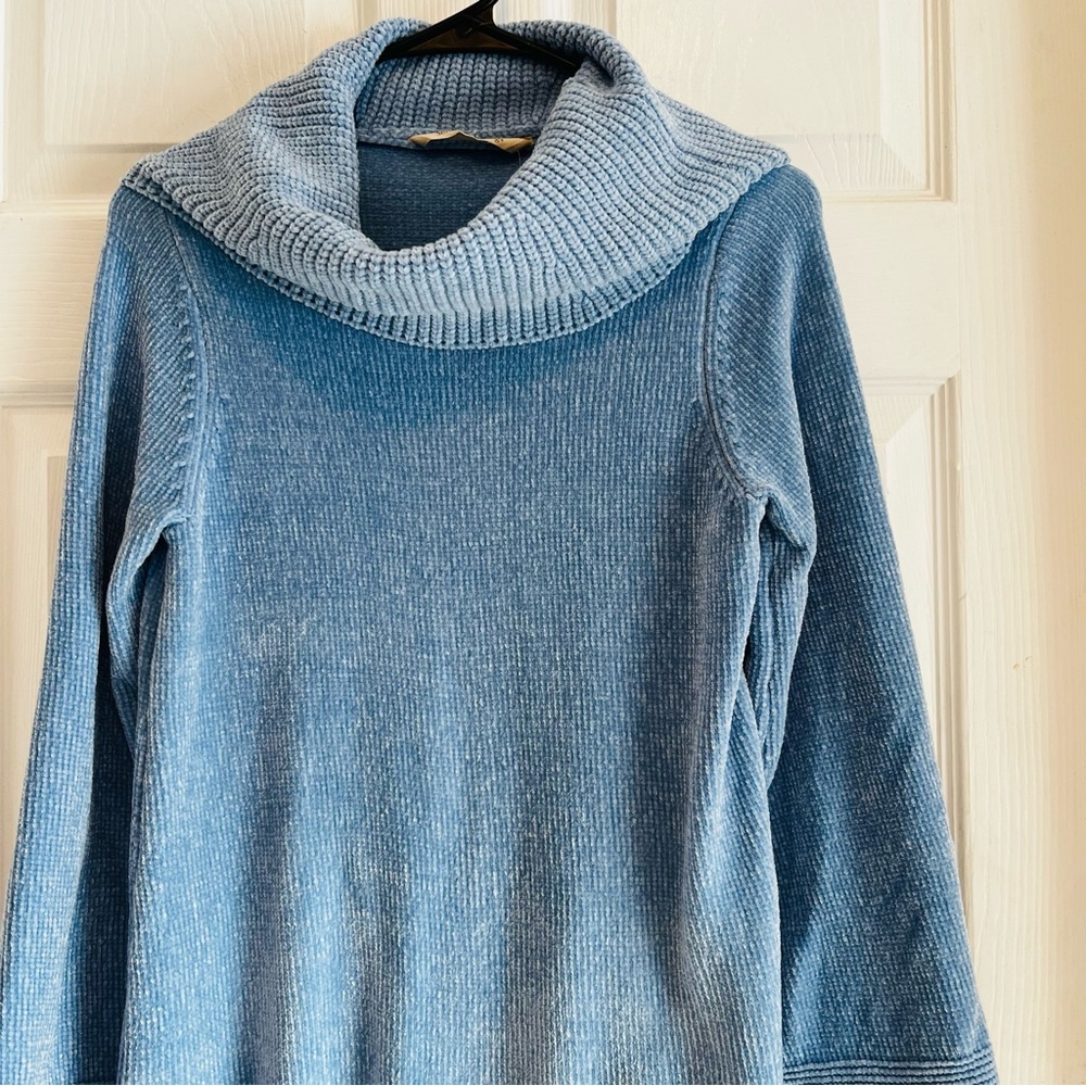 Soft Surroundings Blue Chenille Cowl Neck Sweater - Picture 5 of 11